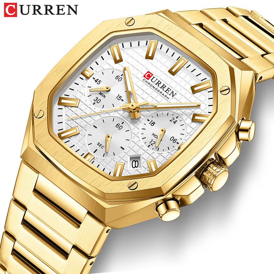 CURREN 8459 Men's Six-Hand Steel Band Business Watch with Calendar