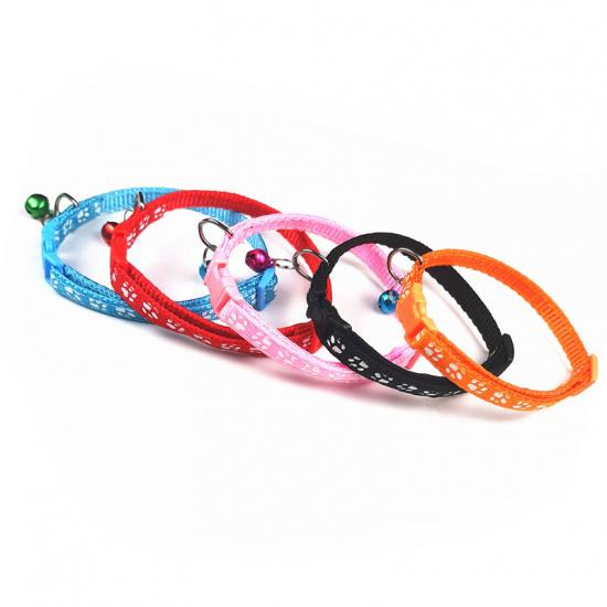 Pet Patch Colorful Collar Puppy and Cat Collar Cat Collar with Paw Print and Bell Cat Buckle Collar