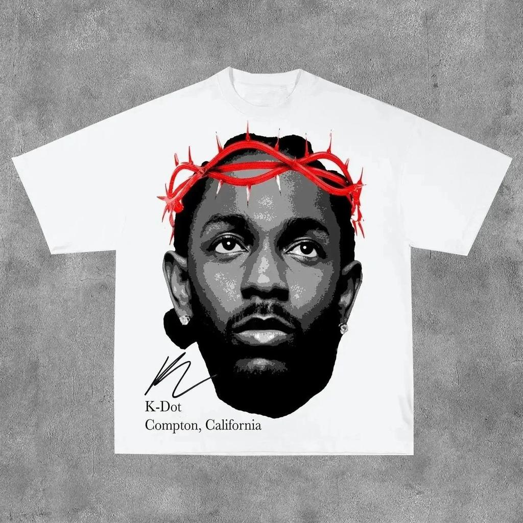 American Hip-hop Character Pattern Printed T-shirt Casual Fashion Oversized T-shirt Harajuku Gothic Retro Tshirts Unisex Y2k Top