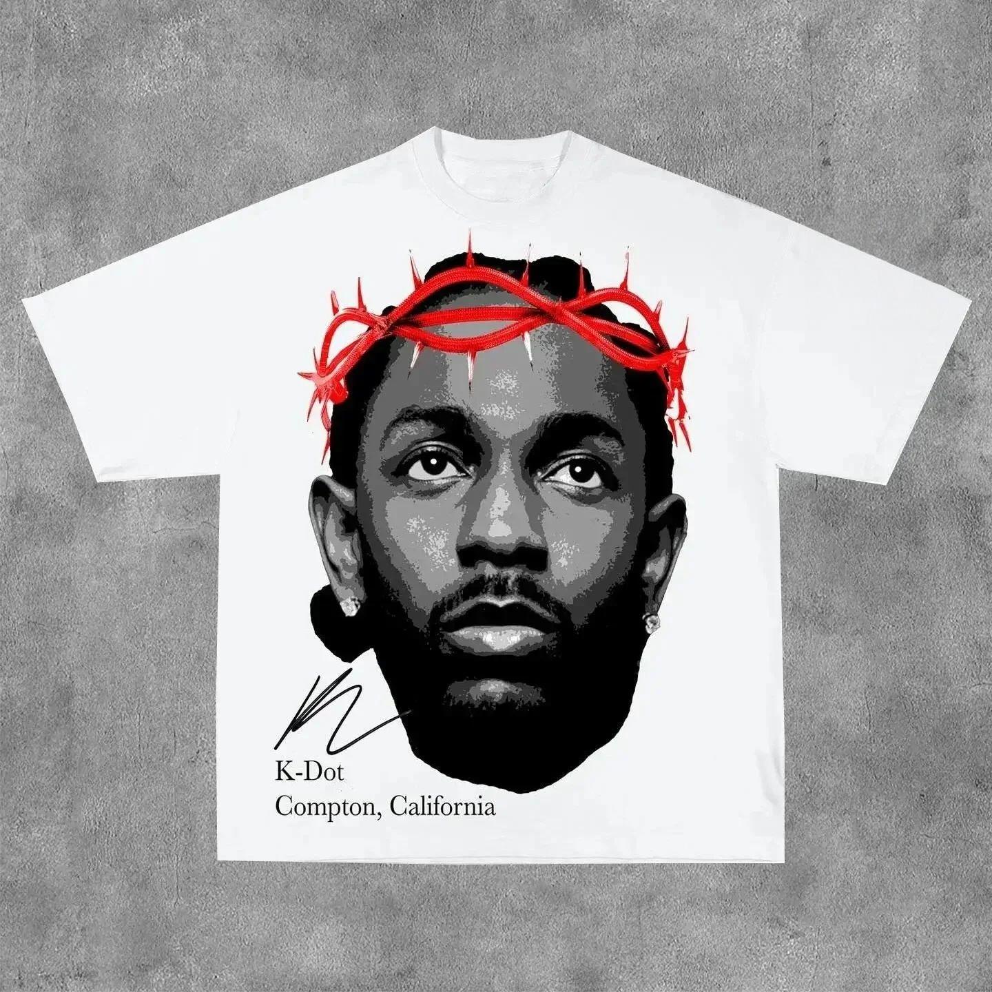 

American Hip-hop Character Pattern Printed T-shirt Casual Fashion Oversized T-shirt Harajuku Gothic Retro Tshirts Unisex Y2k Top 4XL