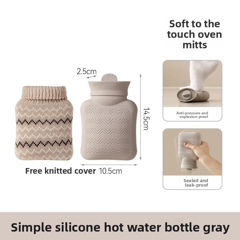 Household Hot Water Bag, Explosion-proof Small Hand Warmer, Portable Hot Compress for Girls, Simple Silicone Hot Water Bag