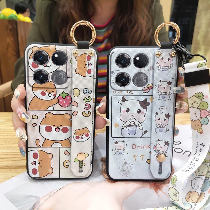 Soft Case Shockproof Phone Case For OnePlus/1+Ace 5G Racing Edition Fashion Design Wristband Durable Ring Kickstand Cute