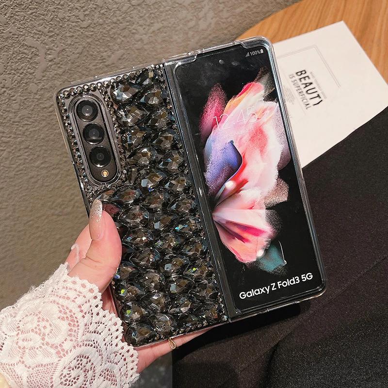 

Luxury Bling Rhinestone Phone Case for Samsung Galaxy Z Fold 7 6 3 4 5 DIY Diamond Hard PC Shockproof Protect Back Cover For Samsung Z Fold 4