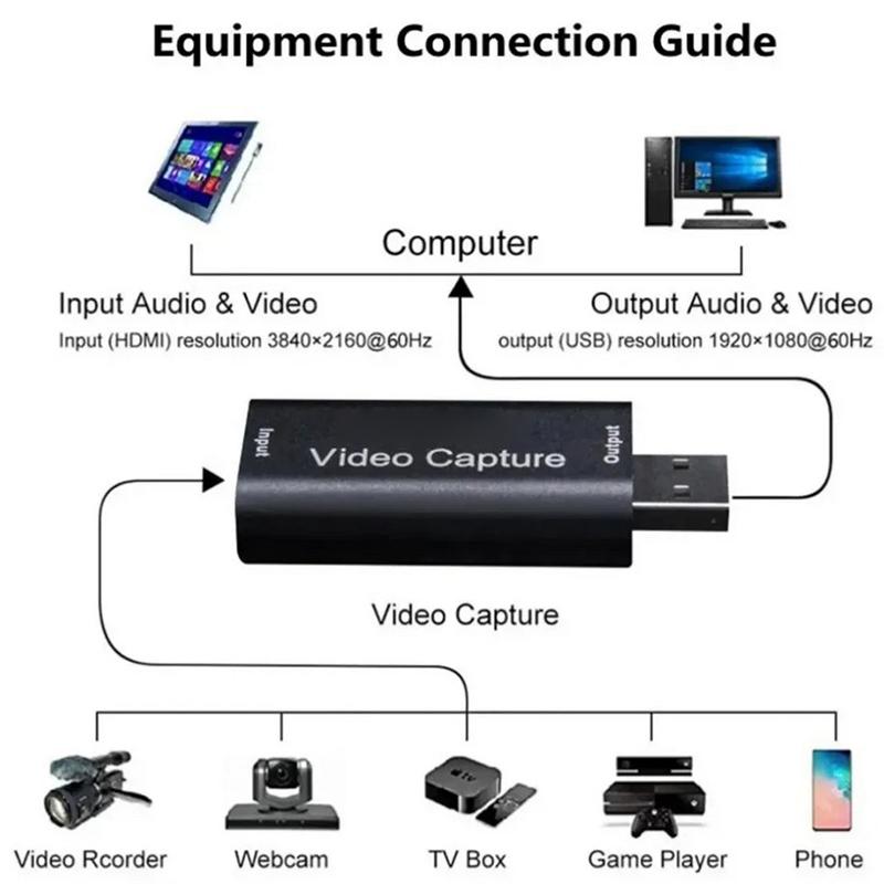 

Карта видеозахвата USB 4K Hdmi To Usb Видеозахват Прямая трансляция Запись для PS4 Xbox Phone Игровой DVD HD Камера