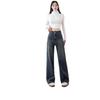 Retro blue straight-leg jeans for women, new high-waisted, large-size loose and thin pear-shaped wide-leg straight-leg pants.