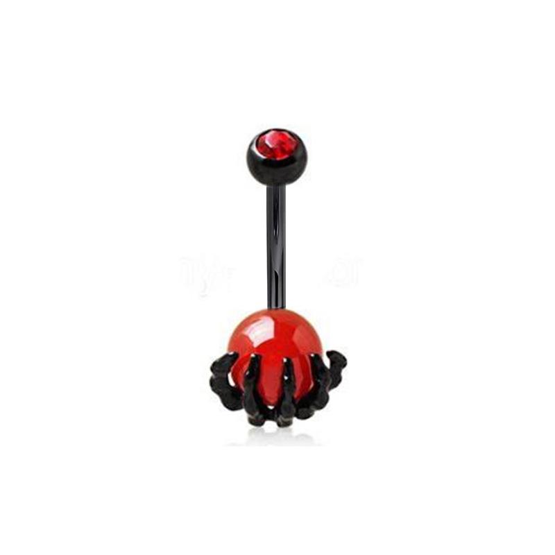 Multi-Color Turquoise Belly Button Ring with Skull and Ball Design