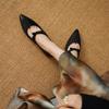 Fashion 2025 New Spring Women Pumps Horsehair/Genuine Leather Shoes for Women Pointed Toe Wedges Shoes Leopard Mary Janes Women Shoes