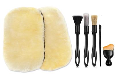 For Car Wash Brush Set with Shearling Gloves Includes Car Wash and Detail Brush for and Interior Perfect for Cleaning Crevices and This Car Wash Set