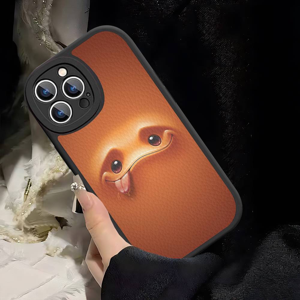 

Funny Face Leather Phone Case For IPhone 16 15 14 17 Pro Max 11 12 Mini Plus Soft Shell 12 pro max