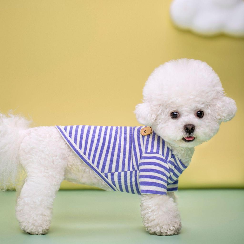 Striped Pet Dog T-Shirt for Small & Medium Breeds - Two-Legged Design, Spring/Summer Collection for Teddy Puppies