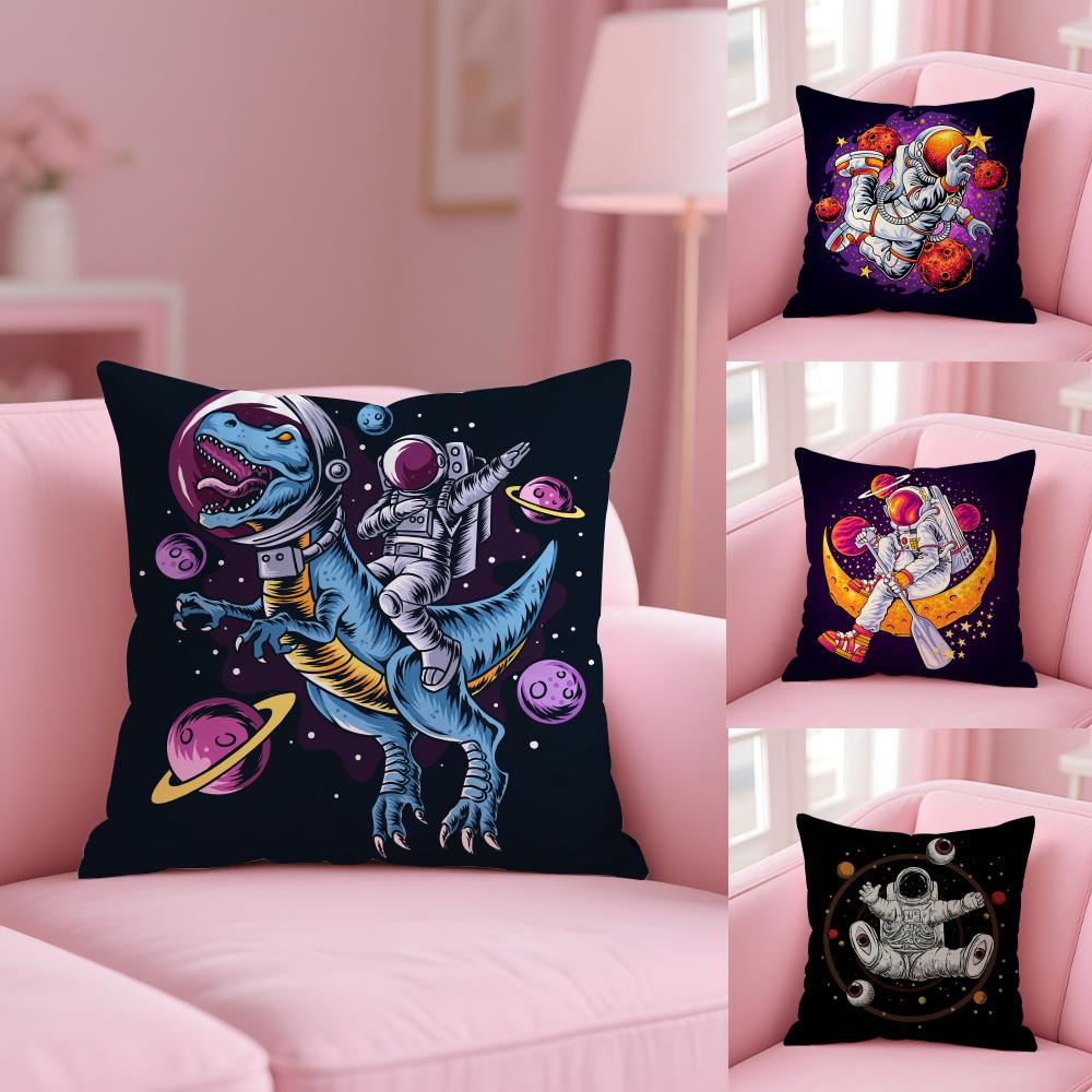 Astronaut Spacewalk Exploration Cushion Cover Plush Fabric Soft Double-Sided Printed Sofa Warm Winter Home Gift Pillow Cover
