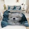 Comforter Cute White Dog 3D Print Bedding Set For Kids Teens Adult Animal Theme Soft Comfortable Home Textiles Set