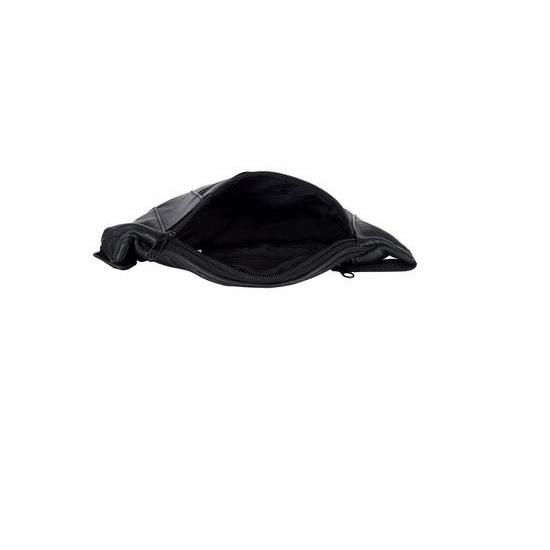 Noora Black Leather Waist Bag | Multipurpose Travel Bag for Running, Hiking, Travelling with Adjustable Straps |