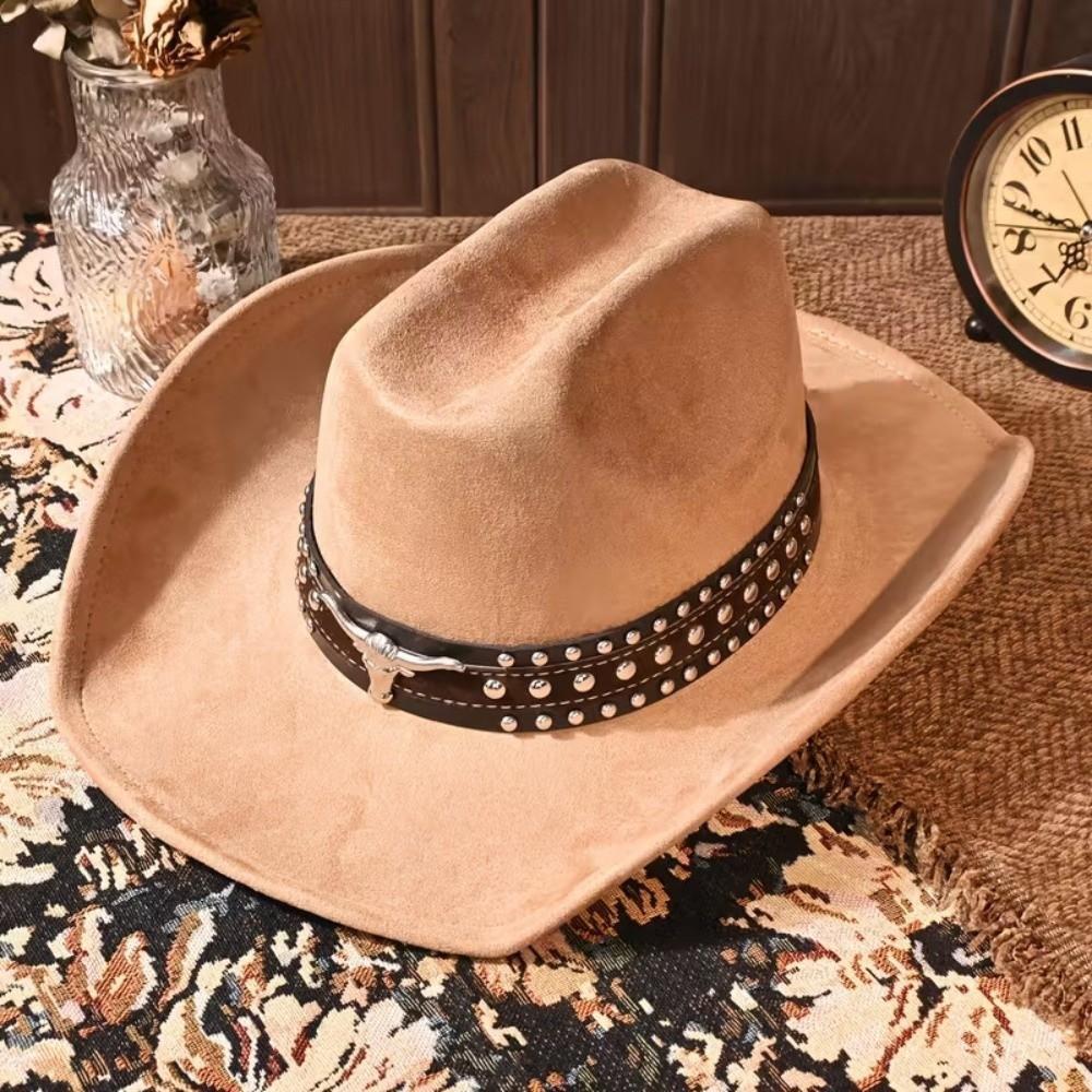 Felt Tibetan Style Top Hat Wide Brim Studded Leather Cap New Jazz Fedora Hats Women