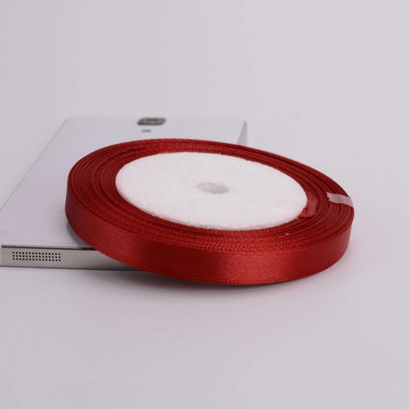 (25Yards/roll) 6/10/15/20/25/40/50mm Wine red Color Satin Silk Ribbon Handmade DIY Material Gift Wrapping Clothing Accessories
