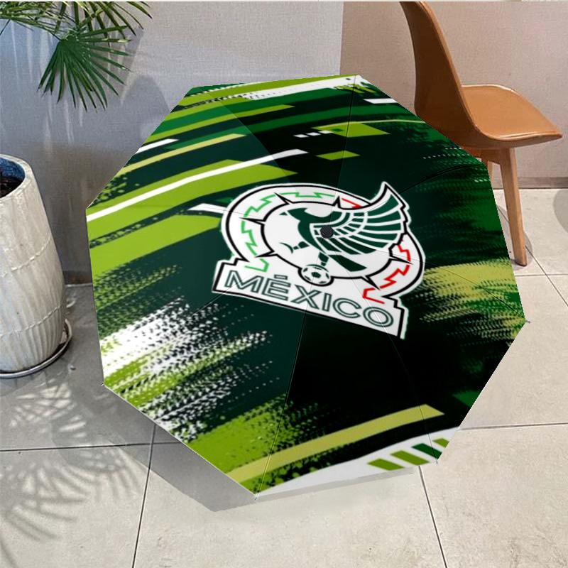 Mexico Football Emblem Umbrella - Automatic Open/Close, Compact 8-Rib Lightweight Umbrella Essential for outdoorPicnic Accessory Fan Gifts