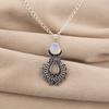 Natural Rainbow Moonstone Gemstone 925 Sterling Silver Oxidize Jewelry Pretty White-Stone Pendant 1.8" For Your Loved Ones CP-45-22