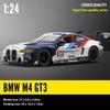 1/24 Scale BMW M4 GT3 Couple Racing Alloy Diecast Car Model Sound Light Indoor Desk Decoration Trendy Ornament Gift Box for Boyfriend