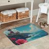 1PC Seaside Scenery   Kitchen Rug Non-Slip Door Mat Pop design Bathroom Rug Bath Mat Carpet for Home Sink Laundry Decor