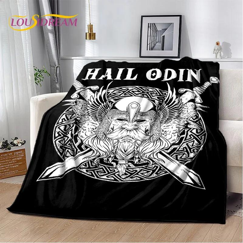 3D Viking Odin Valhalla Nordic Mythology Cartoon Blanket,Soft Throw Blanket for Home Bedroom Bed Sofa Picnic Office Travel Cover