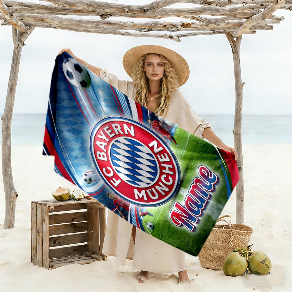 Bayern Munich Soccer Art Customizable Name Beach Towel Super Soft Microfiber Quickdry Fabric