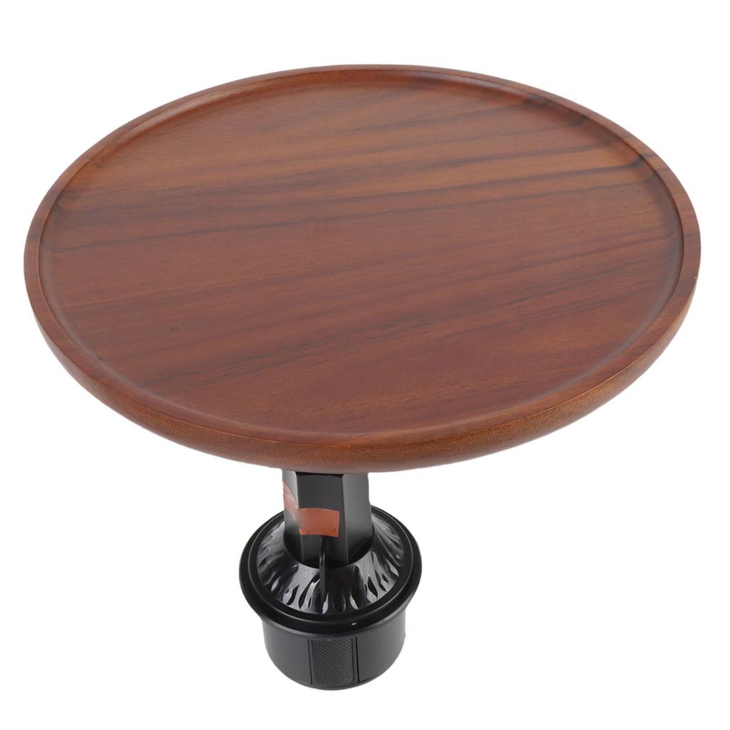 360 degrees Rotating Car Cup Holder Tray with Silicone Pad Wooden Cup Holder Food Table for Most Cup Holders Front
