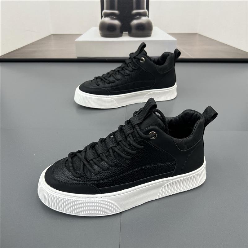 Autumn and winter new leather high-top sports and leisure board shoes thick soles zmd