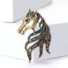 Retro Horse Head Brooch Rhinestone Horse Lapel Pin Vintage Style Alloy Horse Brooch Pin Outfit Accessory for Men Women Coat Shirt Hat