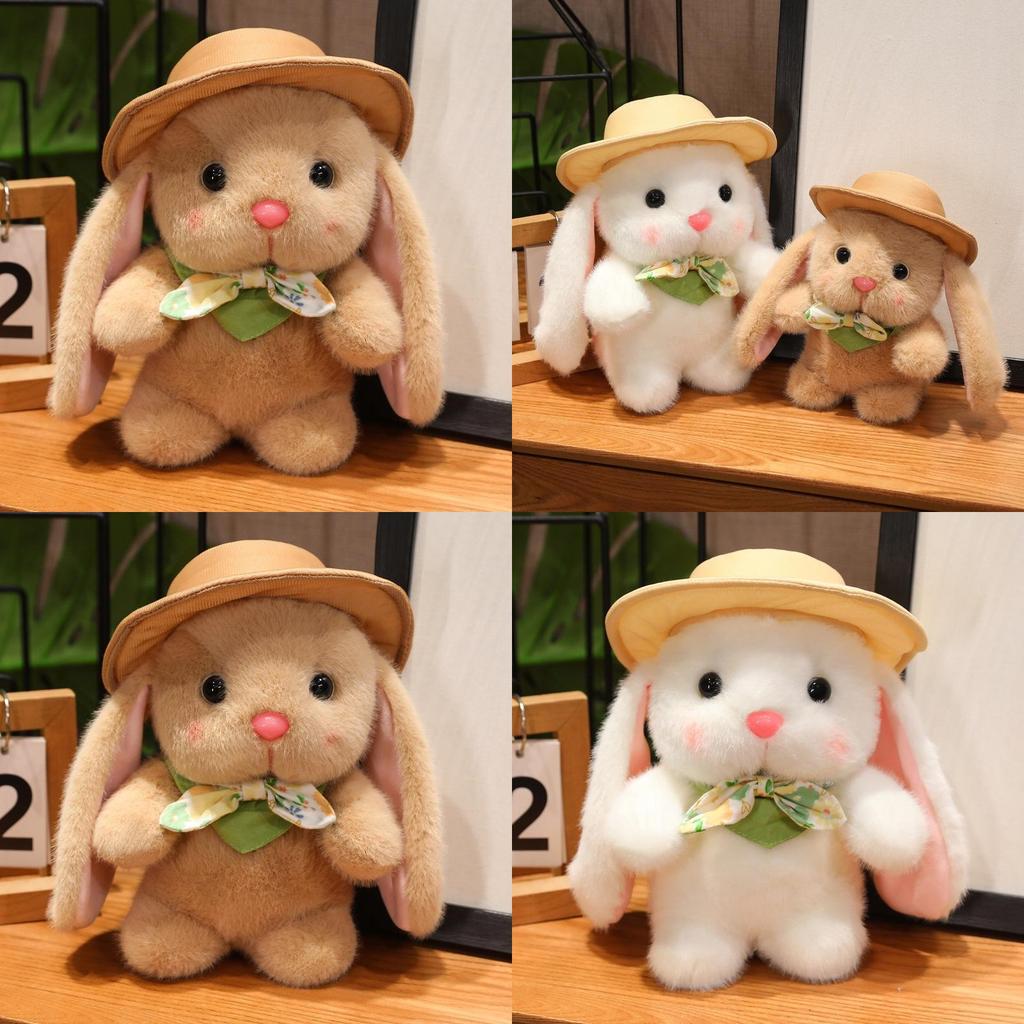 Adorable Plush Pudding Rabbit Toy With Hat Soft White Bunny Doll For Kids And Collectors