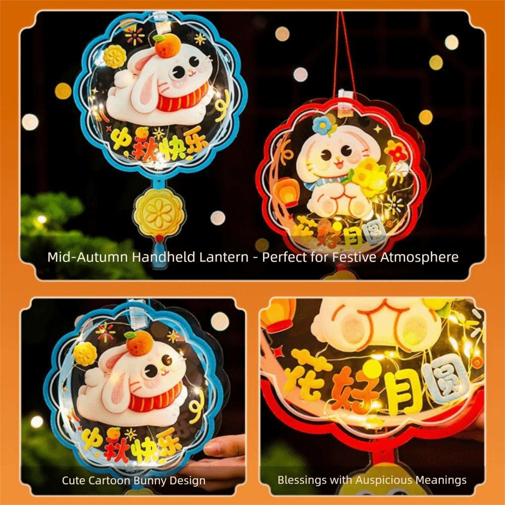 Cute Bunny Lantern Cartoon Handheld Rabbit Flower Lantern Mid Autumn Lantern  Holiday Decoration