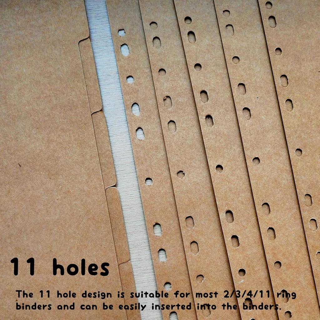 DY.2ten A4 Binder Dividers 11-Holes, Sturdy Kraft Paper Dividers with 5 Tabs for School Office Home, 2 Sets, 10 Paper Index Dividers.