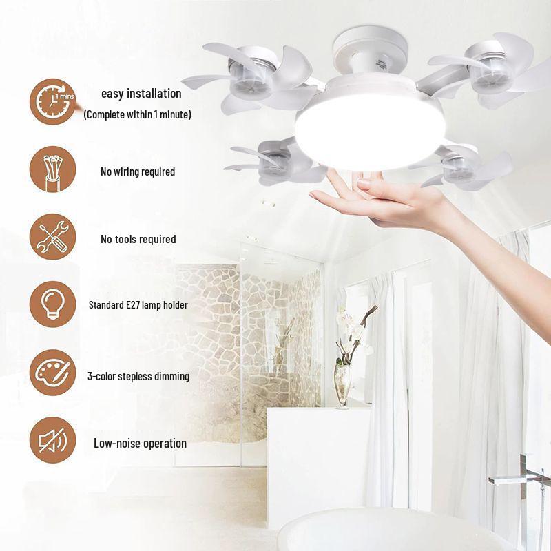 Nordic Silent High-Power E27 Ceiling Fan Light for Living Room or Restaurant