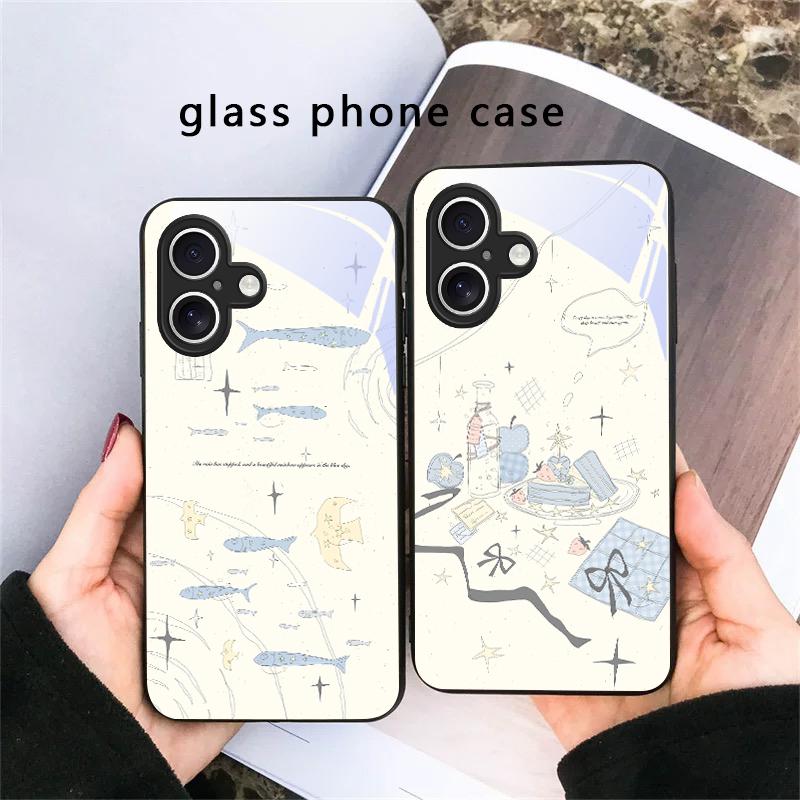 Fresh and Healing Breeze For iPhone 17 Air 16 E 15 Plus 14 Pro Max 13 12 Mini 11 5 6 7 8 Plus XR XSMax SE Black Glass Phone Case