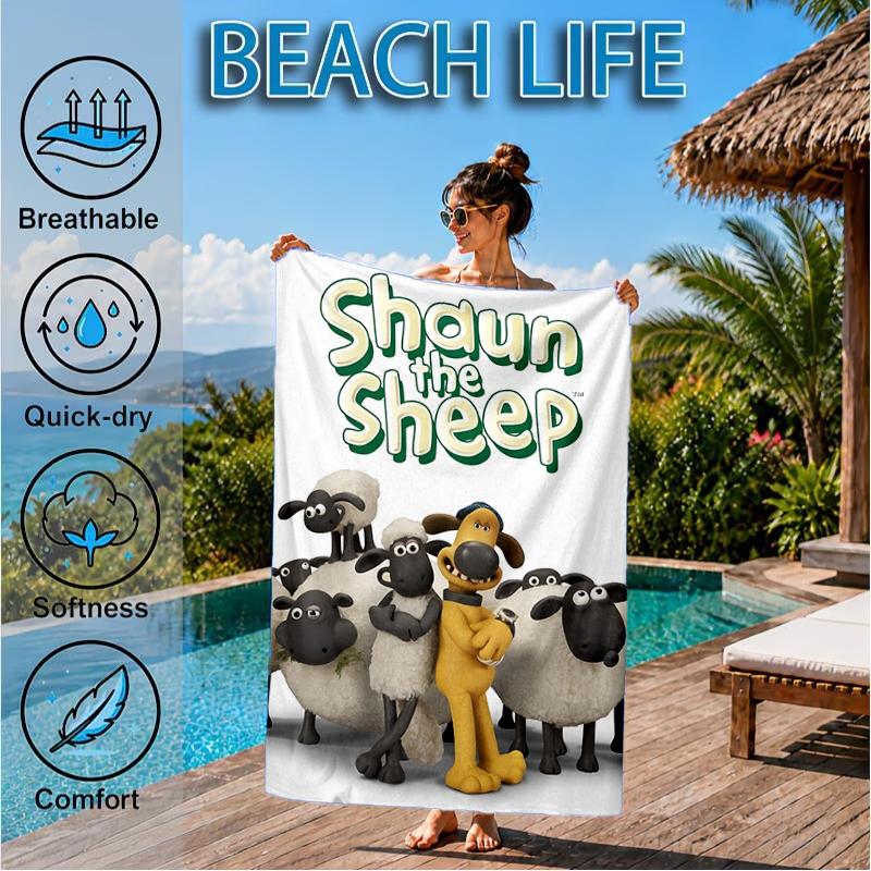 Sheep And Shaun Adventure Beach Towel, Super Soft Microfiber, Perfect Gift for Her/Him, Birthday, for Pool, Beach, Travel, Decor Beach Party