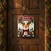 Vintage Style Seasonal Home Accents Christmas Wooden Hanging Sign, Rustic Holiday Wall Decor with Santa Claus Door Hanger Reindeer And Snowman