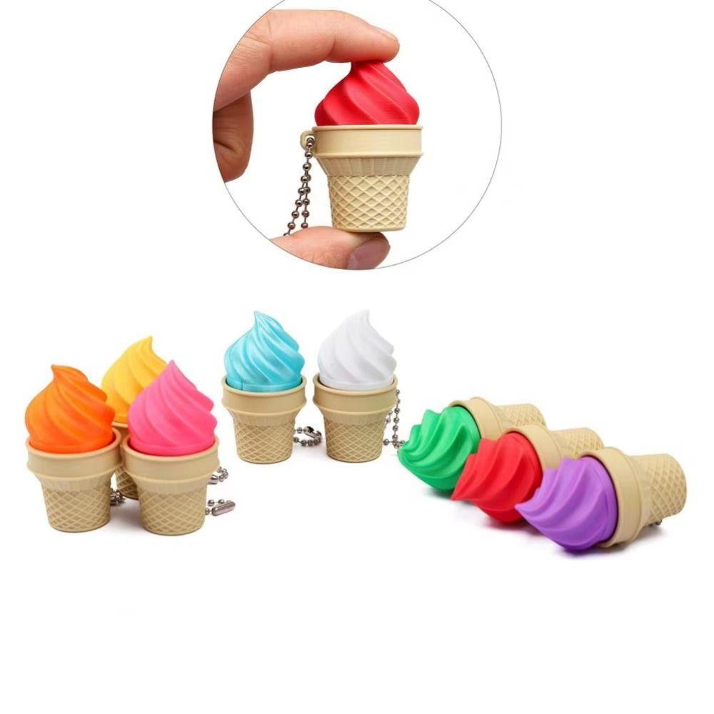 3D Printed Ice Cream Cone Fidget Finger Press Bag Pendant Clicker Keychain PLA Material Sensory Keyboard Clicker ADHD ASMR