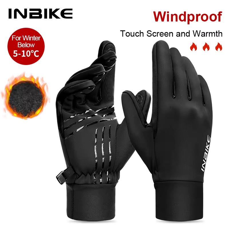 INBIKE Cycling Gloves for Men Women Warm Fleece Winter Biking Glove for Riding Bicycle Gloves Waterproof Touchscreen Accessories