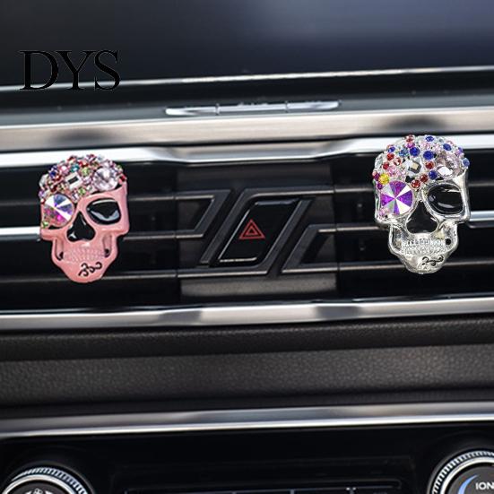 Skull Car Air Freshener Bling Vent Clips, Rhinestone Diffuser Clip, Shiny Personalized Outlet Decoration Conditioner Decoration, Funny Auto