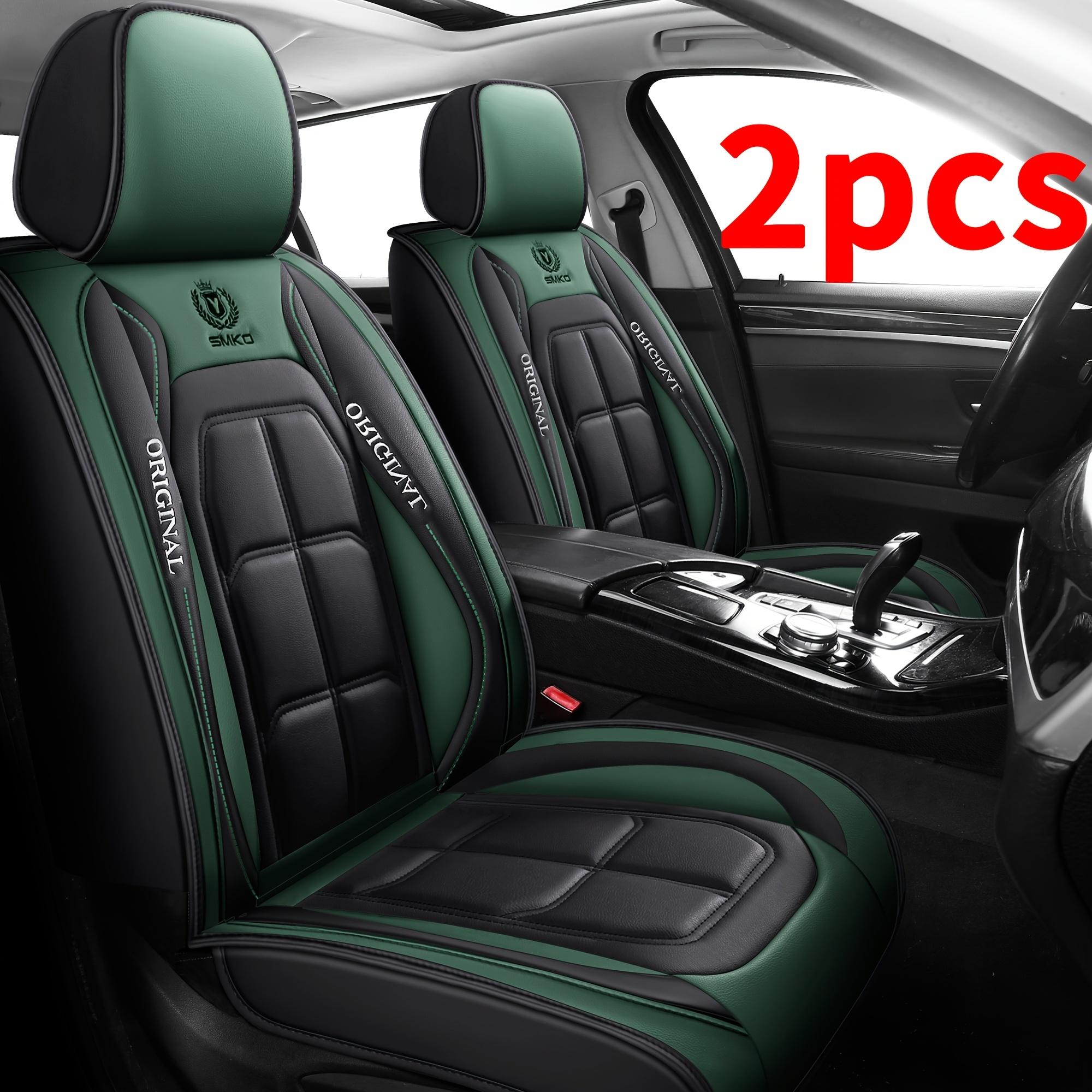 

2 шт. Чехлы на сиденья из искусственной кожи - Универсальная посадка, Всесезонные, Полное покрытие, Чехлы для сидений автомобиля, Обновление интерьера автомобиля, Комфорт с наполнителем из губки 2pcs зелёный