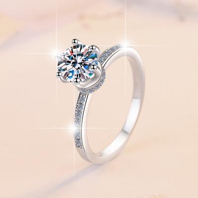 Срібло S925, колір D, 1/2ct з муасанітом, жіноча каблучка з шести зубців, з муассанітом, обручка з діамантом для заручин, обручка, подарунок для дівчини
