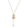 2023 Women's Niche Zircon Bear Necklace: Tassel Pearl Clavicle Choker