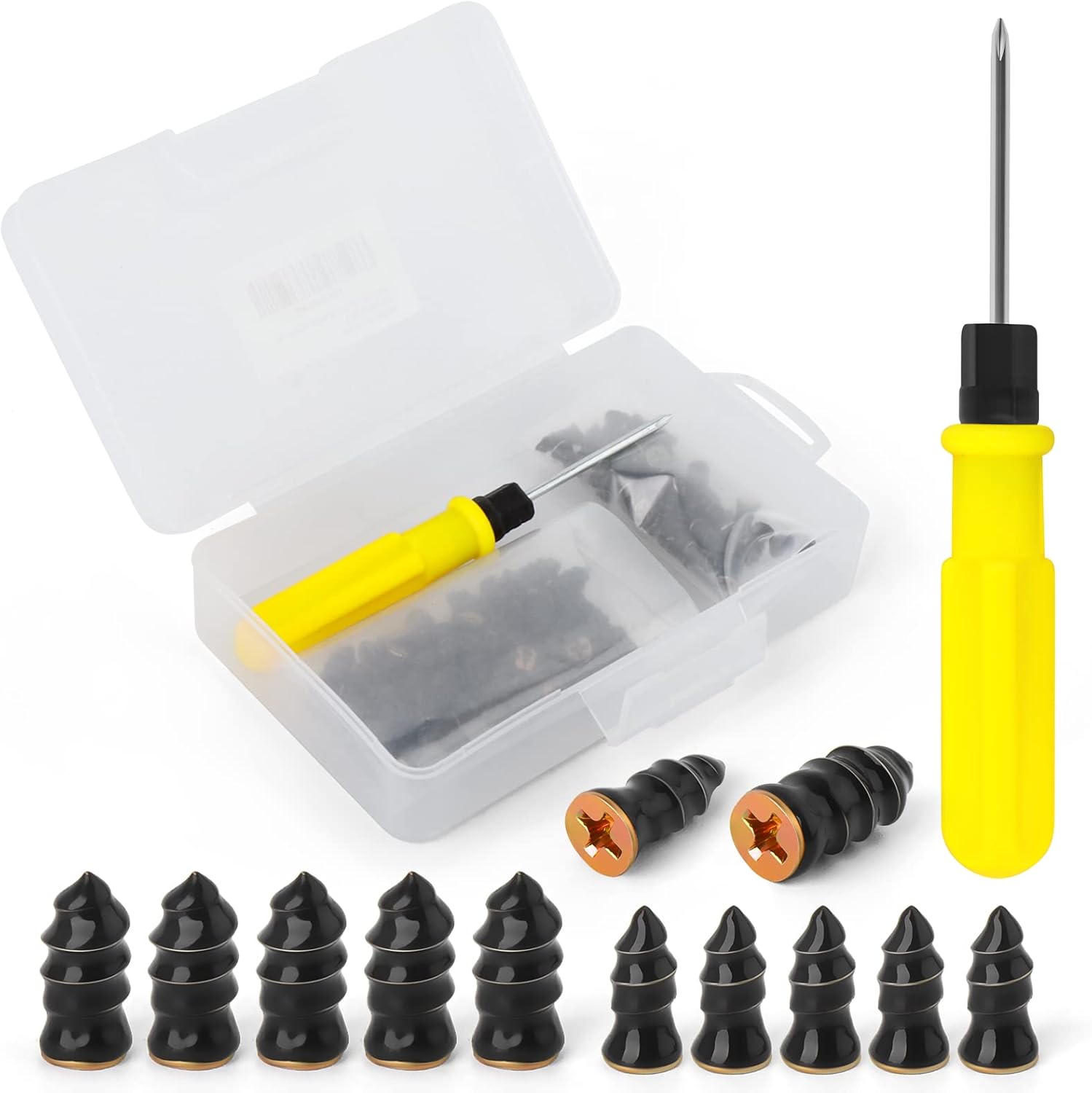 40PCS Tire Repair Rubber Nail +Screwdriver for Car Motorcycle Fast Tire Repair Tools Vacuum Tire Repair Rubber Screws Black