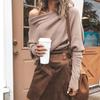 S-5XL Loose Printed Off Shoulder Women Casual Long Sleeved Plus Size T-Shirt Women Sexy One-neck Raglan Sleeve Sweater