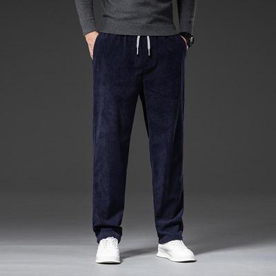 Primavera e Outono Confortável Casual Reto Solto Veludo Cotelê Stretch Calças Masculinas Plus Size