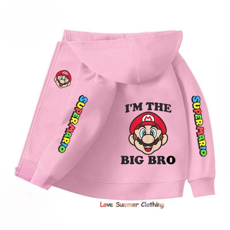 Spring Autumn Hoodie Zip Up Game Pattern Mario Children Hoodie Kids Boy Girl Clothing Pullover Cartoon Printed Top Sweatshirt