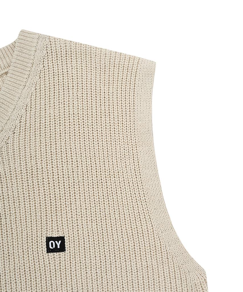 Openyard(Oy) Back Slit Knit Vest - Ivory