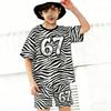 Nummer 67 Zebrafarbenes Bedrucktes Kinder T-Shirt und Shorts 2-teiliges Set Sommer Lässiges Outfit für Jungen und Mädchen Kinderkleidung Oberteil