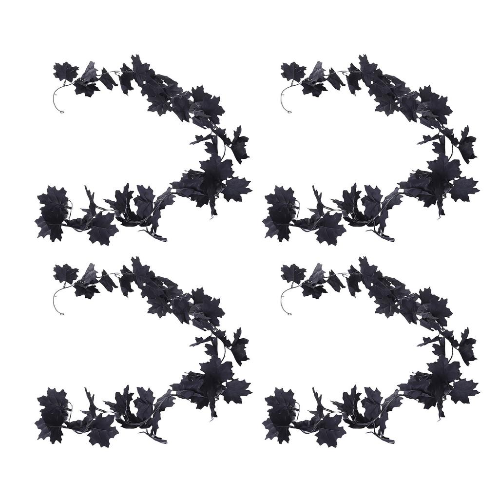 4pcs Fall Maple Leaf Garland Hanging Black Fall Leaves Vine Artificial Autumn Garland Decor for Home Party