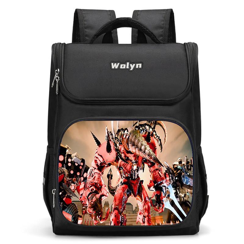 Trendy Nylon Student Backpack With Titan Monitoring Man Design For School Use
