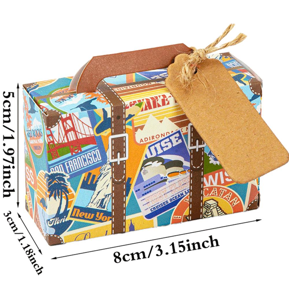 20/30/50PCS Mini Suitcase Party Favor Box with Tags Travel Party Decorations Bridal Shower Wedding Favors For Guests Candy Boxes